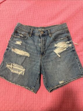 American Eagle Outfitters Distressed Medium Blue Denim Cutoff Shorts